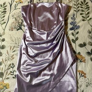 Elegant Lavender Satin Dress